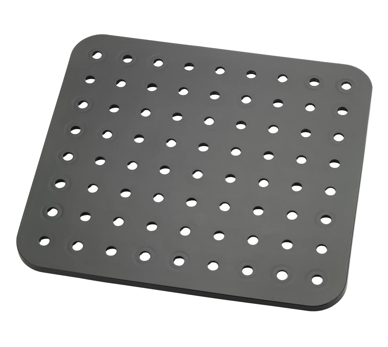 WENKO 2005571100 Sink mat Kristall Black - extra strong, square, Plastic, 31 x 27.5 cm, Black