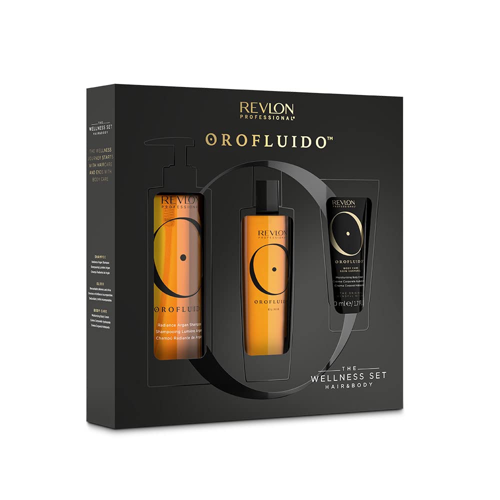 Revlon Professional Orofluido The Wellness Set Hair and Body, Argan Oil Hair Treatment, Moisturizing Body Lotion, Wellbeing Gift Set, Nourishing Hair Treatment, Argan Oil Gift Set