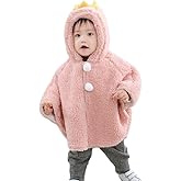 SIQITECHNO Baby Toddler Hooded Poncho Cape Cute Fleece Shawl Jacket Cloak Fuzzy Hoodie Coat Outwear for 1-3 Year Boys Girls