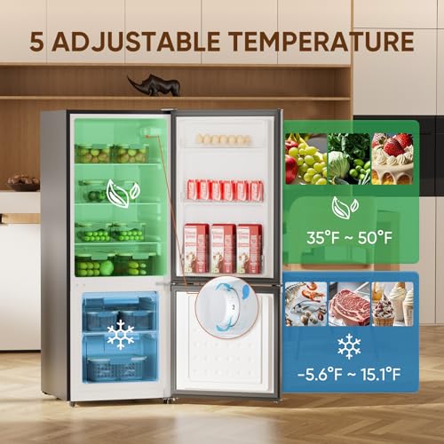 Upstreman 7.1 Cu.Ft Refrigerator with Bottom Freezer, Apartment Fridge with Freezer, Energy-efficient, Large Capacity, Adjustable Thermostat, Refrigerator for Apartment, Kitchen, Dorm(BM71)