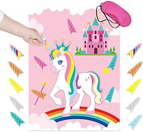 VEHIRIN Pin the Horn on the Unicorn Birthday Party Favor Games Unicorn Party Supplies Unicorn Gifts for Girls