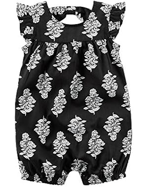 Baby Girls' Flutter-Sleeve Printed Romper