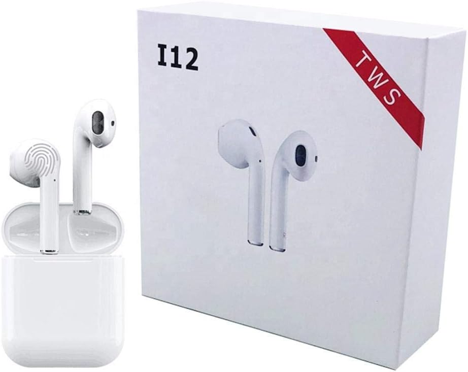 FINIVIVA TWS i12 5.0 Wireless Earphone with Portable Charging Case Supporting All Smart Phones and Android Phones with Sensor (White)