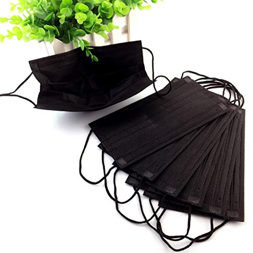 Hacloser Disposable Black Face Mask for Dust, Non-Woven Mouth Mask 3 Layer Smoke Protection Medical Surgical (20Pcs)