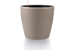 Dexceder 9x8 Inches Self Watering Planter Indoor Outdoor, Inner Pot Design, Thickened Table Flower Plant Pot with Water Level Indicator (Taupe Matte)