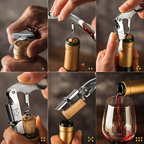 Waiter Corkscrew by NUTRIUPS Double Hinged Wine Key for Bartenders and Servers, Professional