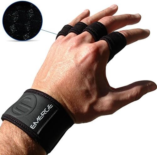 Cross Training Fitness Grips by Emerge - Strong Hand Protectors with Wrist Brace - Comfortable Grips for Gymanstics and WOD Cross Training