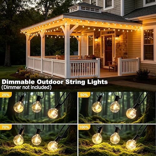 LaPitio Guirnalda Luces Exterior Impermeables con Bombillas Irrompibles | 60M, 100+4 Bombillas, Conectable, 2500K Blanco Cálido, para Fiestas de Cumpleaños, Bodas, Terrazas, Jardines Medianos