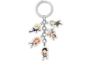 ZKTSRY One Piece Keychain, Anime Figure Roronoa Zoro Luffy Keychains Anime Keychains Acrylic Keychains Double-Sided Pattern