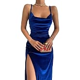 TICBRY Women's Sexy Velvet Spaghetti Straps Drawstring Bodycon Party Club Dress