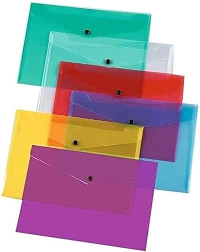 G4Gadget 50 A5 Document Wallets Clear Poppers Assorted Colours