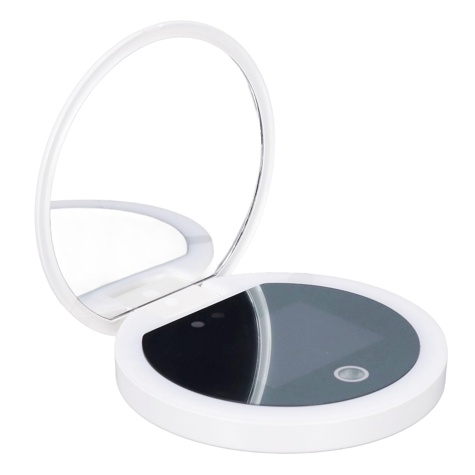 Sunscreen Testing Mirror, Sunscreen Detector with Mirror for Sun Skin Care,2X Magnification 3.5 Inch Makeup Check Mirror with LED Light, Compact UV Camera Mirror for Travel Outdoor