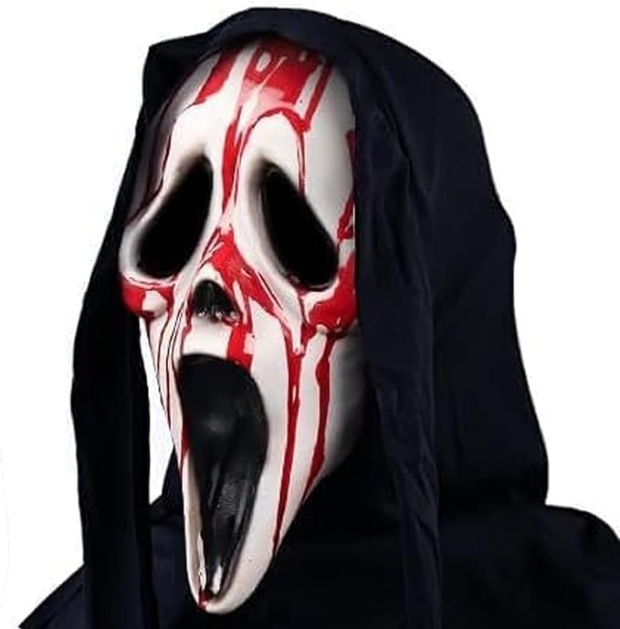 Jognee Ghostface Mask Horror Film Mask Scream Mask Party Mask Scary Props Halloween Mask Ghost Mask Masquerade Costume Accessories Suitable for Horror Parties (B)