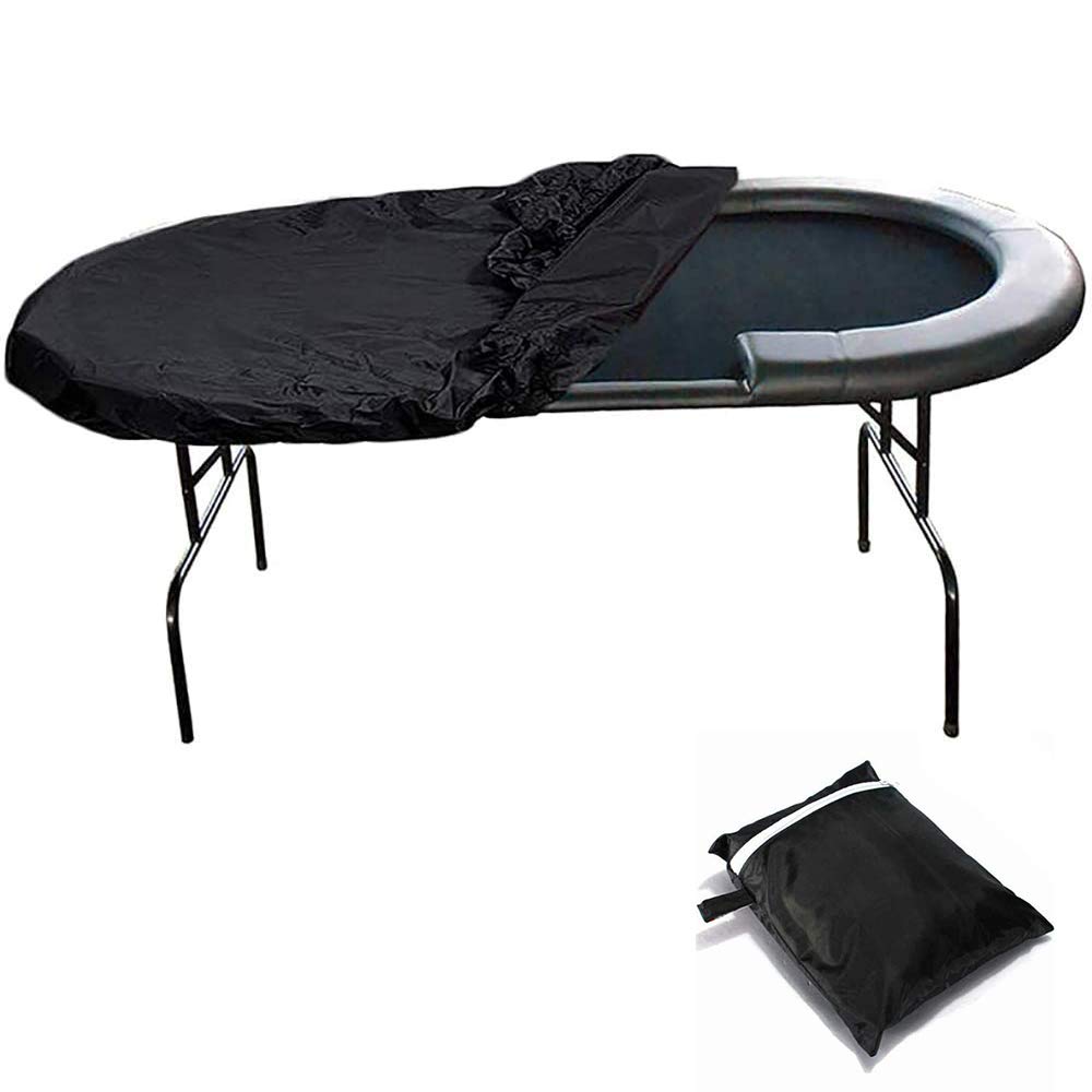 BOSKING Poker Table Cover Waterproof 420D Oxford Poker Table Cloth Dust Protective Covers for Oval Shaped Poker Tables, with Adjustment String Hems