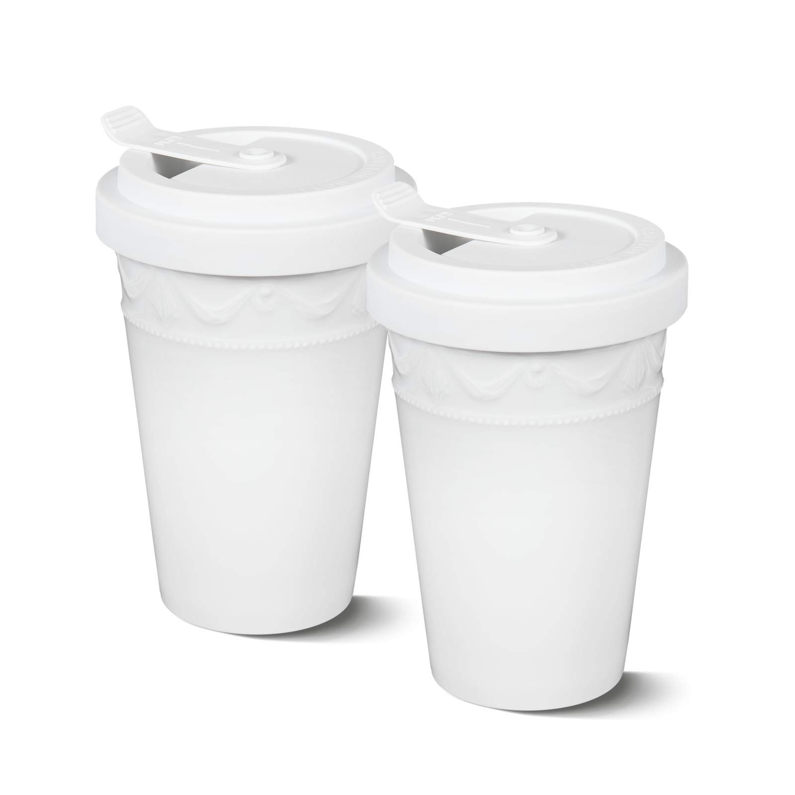 KPM Berlin Kurland To-Go Duo Set of 2 Porcelain Coffee Cups 14 cm Tea Mug Handmade White in Gift Box