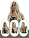 Kalyss 24 Inches Body Wavy Curly Blonde Highlights Synthetic Hair Wigs for Women Side Parting None Lace Front Natural Looking Heat Resistant Replacement Wig Cosplay Hairpiece