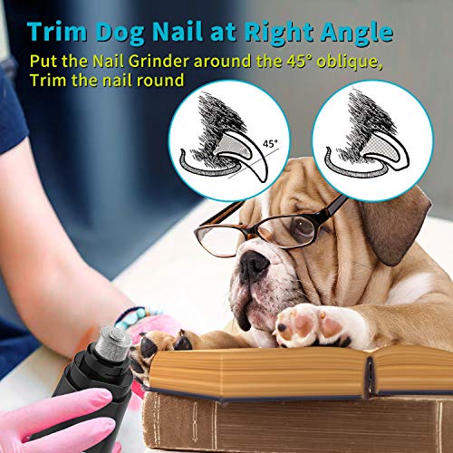 Dog Nail Grinder -Electric Dog Nail Trimmer Clipper - Professional 2-Speed Electric Rechargeable Pet Nail Trimmer Painless Paws Grooming & Smoothing for Small Medium Large Dogs & Cats