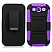 Cellularvilla For Samsung Galaxy Grand GT-I9080 GT-I9082 Duos Purple Black Hard Soft Dual Layer Holster Case KickStand with Locking Belt Swivel Clip Cover Protector (Purple Black)