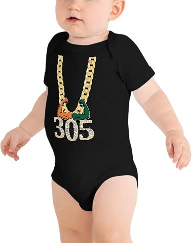 Amazon Com Delsee Miami Football 305 Funny Turnover Fan Gold Sport Chain Baby Infant Onesie T Shirt Kitchen Dining