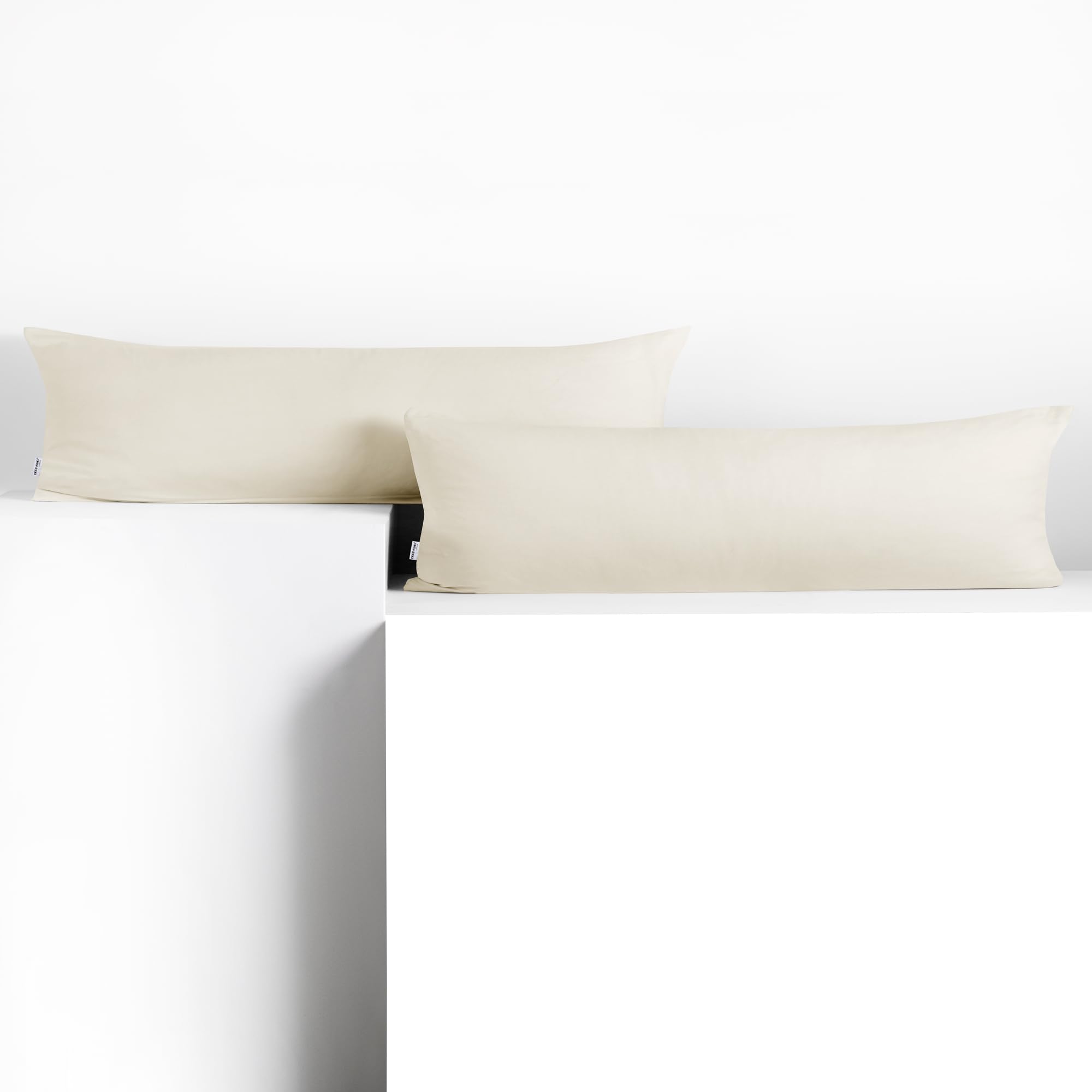 DecoKing 2 x Pillowcases 20 x 145 cm Jersey Cotton Zip Ecru Amber