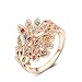 Winter.Z Noble and Elegant Ladies Jewelry Popular Explosion Models Austria Crystal Rose Gold Diamond Peacock Ring Wedding