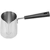 Cyrank Turkish Coffee Pot, 350ML, Stainless Steel, Silver, Modern, Minimalist, Easy to Use, Long Handle, Multi-Purpose, Durable, Easy to Clean