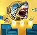 Kathson Removable 3d Cartoon Animation Fierce Shark Art Mural Vinyl Waterproof Wall Stickers