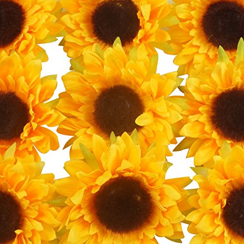 Colorfulife Artificial Silk 3.5" Sunflower Flower Head for Wedding Home Party Decoration Hair Clip Wreath Decorative (24) - Thumbnail 2