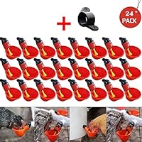 Samoii 24Pcs Feed Automatic Bird Coop Poultry Chicken Fowl Drinker Water Drinking Cups Livestock Drinking Cup Poultry Tools