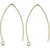 4pcs Adabele Real 1/20 14K Gold Filled V Shape Marquise Earring Hooks 32mm Long Dangle Ear Wire (0.8mm/20 Gauge) for DIY Earrings Jewelry Making JK1-M8
