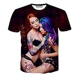 FaPlus Men's Fashion Tee 3D Sexy Girl Print T-Shirts