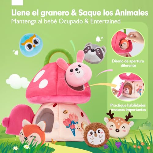 hahaland Baby Toys 6-12 Months – Soft House with 6 Interactive Plush Animals – Sensory Toys for Babies 3 6 12 Months Baby Gift 1 Year