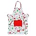 Chistmas Holiday Kitchen Apron with Pockets and Extra Long Ties, Women & Men Chef's Apron for Cooking, Baking, Crafting, BBQ, 100% Cotton-(Red & White)