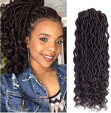 Lihui Goddess Locs Crochet Hair For Black Women Wavy Faux Locks Crochet Hair Soft Goddess Faux Locks Crochet Hair Pre Looped Curly Crochet Faux Locks Hair Braids(20inch(6-PACKS), #4)