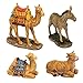 Three Kings Gifts Camels, Donkey & Ox, Polystone Flat Bottom Base for Stability, Home Decorating Christmas Nativity Scene Sets & Figures, 4-Pieces, for The 7 inch Scale Collection