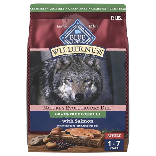 Blue Buffalo Wilderness with Salmon High Protein Grain Free Dry Dog Food for Ad…