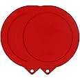 Sophico Round Silicone Storage Cover Lids Replacement for Anchor Hocking and Pyrex 7402-PC 6/7 Cup Glass Bowls (Container not Included) (Red - 2 pack)