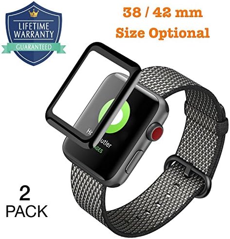 Vanford - Apple Watch Screen Protector (Series 3 / 2 / 1 Compatible) Full Coverage 3D Curved Edge Tempered Glass Screen Protector for Apple Watch (42 mm)