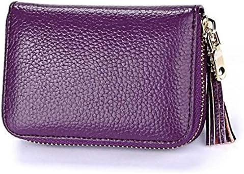 Maidannu Pendant tassel RFID Antimagnetic Business ID Credit Card Wallet Holder Pocket Case Box (Purple)