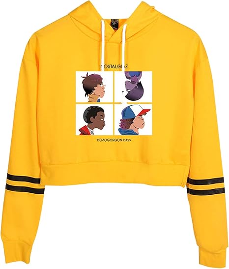 Stranger Things Pullover Women Teenager Girls Season 3 Eleven Crop Hoodie Women Demogorgon Stripes Hooded Sweatshirt Striped Jumper Hoodie Short Crop Tops Amazon De Bekleidung