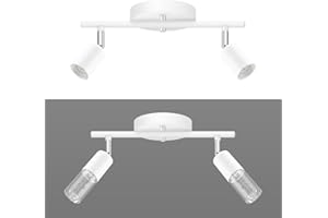 BoostArea 2 Light Track Lighting Fixtures Ceiling, 8W LED Track Lights, White Ceiling Light Fixtures with Acrylic Bubble Lamp