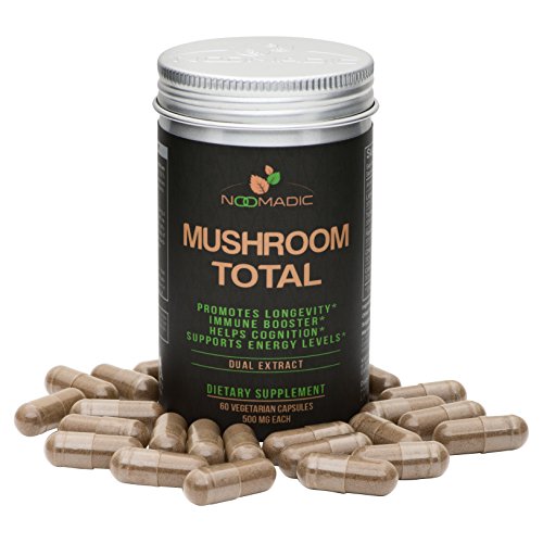 Mushroom Total, 60 Capsules, 500mg, Mushroom Blend of Lions Mane, Turkey Tail, Chaga, Reishi, Cordyceps, Hot Water Extract, Fruiting Bodies, 30% Beta-D-Glucans, Natural Immune System Support