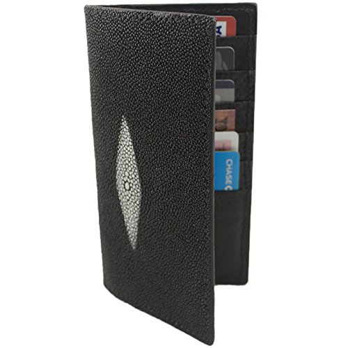 Black Genuine Stingray Rodeo Checkbook Leather Wallet