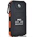 IVSO 11000mAh Solar Charger- Portable Solar Power Bank / Backup External Battery Pack with 2 USB Port +2 LED Light + Carabineer + Compass for Cellphone, Tablet, Camera at Emergency Outdoors (Orange)