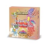 CoolSand DIY Color Mixer Set - Includes: 1 Pound Red, Yellow, Blue White Moldable Indoor Play Sand, Glitter, Mixer, Slice and Scrape Tools and Inflatable Sandbox