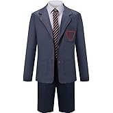 AwwwCos Men The Musical Cosplay Costume Gray School Uniform Shorts Skirt with Tie Halloween Party Outfit