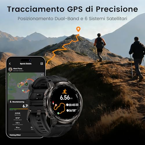 KOSPET Tank T4C Smartwatch with GPS, Full Metal Body, LED Flashlight, 50 Day Battery, Health Monitor 24/7.5ATM/IP69K, 170+ Sports Modes, 1.5 Inch Screen, Android & iOS Black