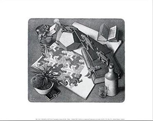 Reptiles Art Poster Print by M. C. Escher, 14x11