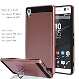 Sony Xperia XA Ultra / Xperia C6 Case With Phone Stand,Ymhxcy [Metal Brushed Texture] Hybrid Dual Layer Full-Body Shockproof Protective Cover Shell For Xperia C6-LS Rose Gold