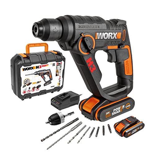 WORX WX390.1 SDS-plus Bohrhammer 20V, inkl. 2x 2Ah Akkus & Ladegerät